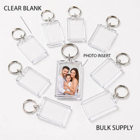 CNAWO Wholesale Logo Blank Acrylic Keychain Picture Insert Plastic Photo Frame Keyring for Promotional Gifts