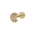 14K Au585 Real Gold Stud Earring Jewelry Fashion Design Natural Diamonds Moon Shape Screw Back Stud Earring for Women Men Gift