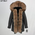 OFTBUY Women's Waterproof Long Parka Winter Jacket Natural Fox Fur Collar Hood Casual Warm Detachable Zipper Luxury Streetwear