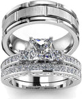 925 Sterling Silver Cubic Zirconia Luxury Engagement Wedding Ring Set for Women 33 for Romantic Occasions-Party Anniversary