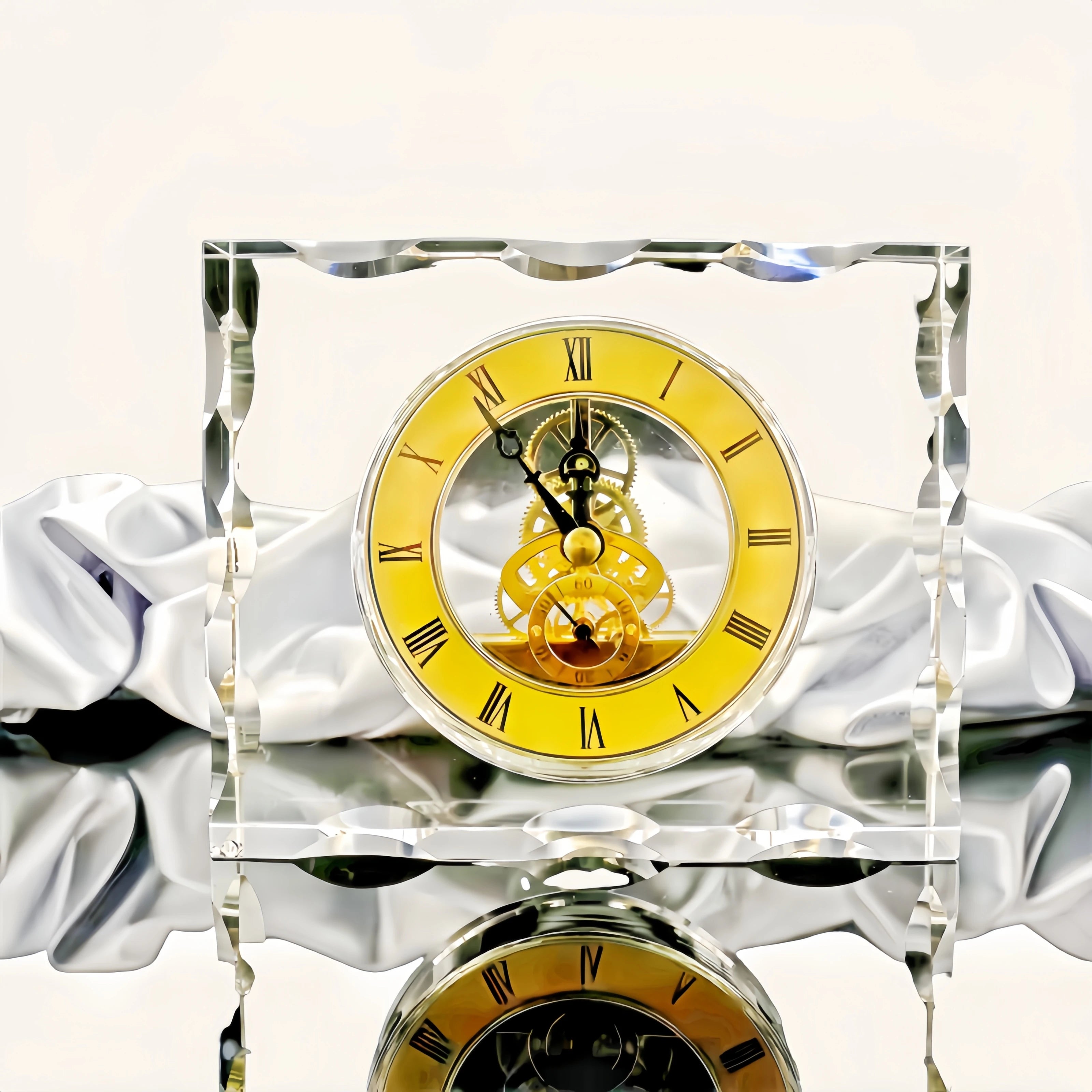 Hot Sell K9 Crystal Hexagon Animal Print Eco-Friendly Mechanical Clock for Table Decoration