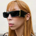 2024 Hip Hop Eyewear Retro Flat Top Wide Leg Y2k Sun Glasses Square Glasses Women Logo Sunglasses for Men