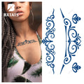 BXTAT GZ019to24 Semi-Permanent Blue Genipa Juice Tattoos Waist Star Dreamcatcher Deer Moon Rose Butterfly Scorpion Temporary
