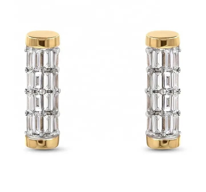 Milskye Chic Modern Fashion Fine Jewelry for Girls 925 Silver 18k Yellow Gold Rotate Zircon Stud Earrings