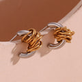 Designer Stainless Steel Stud Earring Winding Design Boucle D'oreille with Waterproof Gold Plating for Weddings