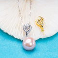 Pe011064 DIY 9-12mm Natural Freshwater Pearl Pendant Accessory 925 Sterling Silver Engagement Jewelry Necklace for Women