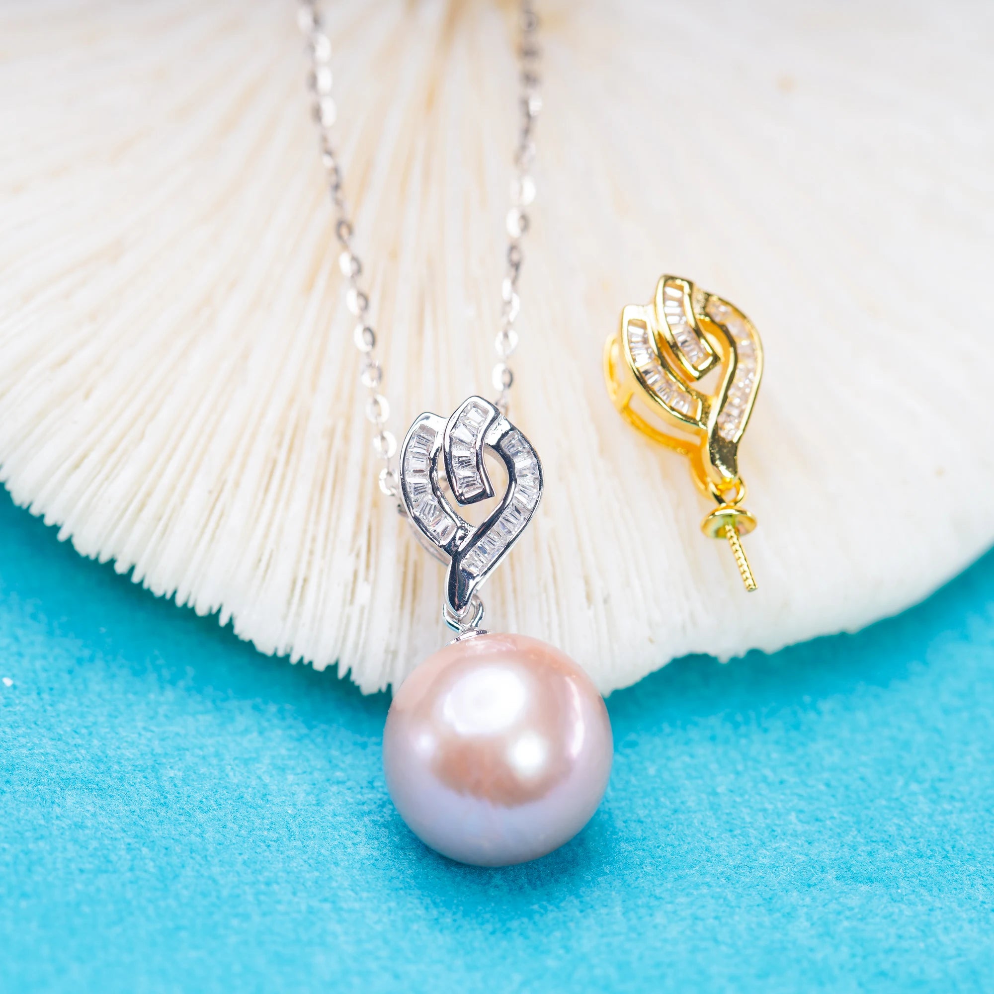 Pe011064 DIY 9-12mm Natural Freshwater Pearl Pendant Accessory 925 Sterling Silver Engagement Jewelry Necklace for Women
