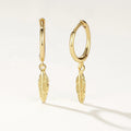 Nagosa Women Wholesale Jewelry 18k Gold Vermeil 925 Sterling Silver Leaf Dangle Hoop Earrings