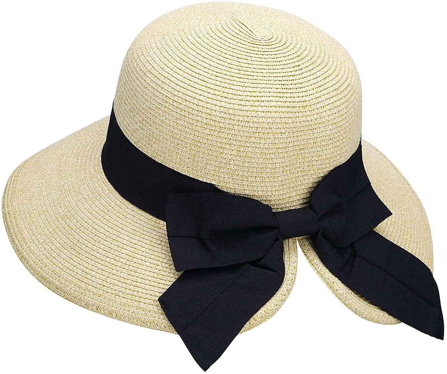 Sun Hats for Women Panama Big Straw Wide Brim Summer UPF 50+ Women Lightweight Foldable Packable Beach Hat
