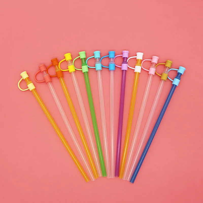 Colorful Straw Topper Covers Silicone  Cute  for Reusable Straw Tips Cover Drinking Straws and Party Birthday Gifts