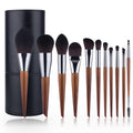 Private logo Luxury Profesional 11pcs Wood Handle Makeup Brushes