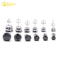 Classic 4 Prong Screw Back Ear Stud 925 Sterling Silver 1ct 2ct 3ct Hip Hop Black Moissanite Earrings
