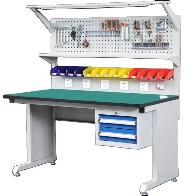 Leenol OEM Metal ESD Anti-static Workbench PCB Repairing Workstation Watchmakers Workbench with Back Panel