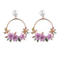 Korean Soft Clay Flower Earrings Sweet Pearl Earrings