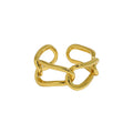 Women's Metallic Sterling Silver Large Link Chain Band Ring Open Adjustable Thick Chunky Fashion Ring