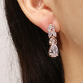 SLBRIDAL Pave Setting Trendy CZ Crystal Bridal Earring Cubic Zircon Earrings Wedding Drop Pearls Women Girls FashionEarring