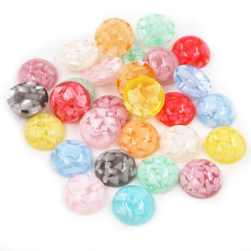 Fashion 40pcs 12mm Mix Colors Seabed Shell Style Flat Back Resin Cabochon for Bracelet Earrings Accessories