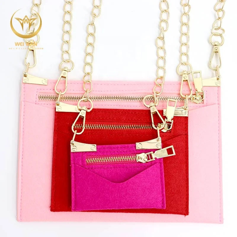 High Quality Women Durable Wool Small Felt Zip Crossbody Cosmetic Bag Organizer Felt Insert Messenger Bag