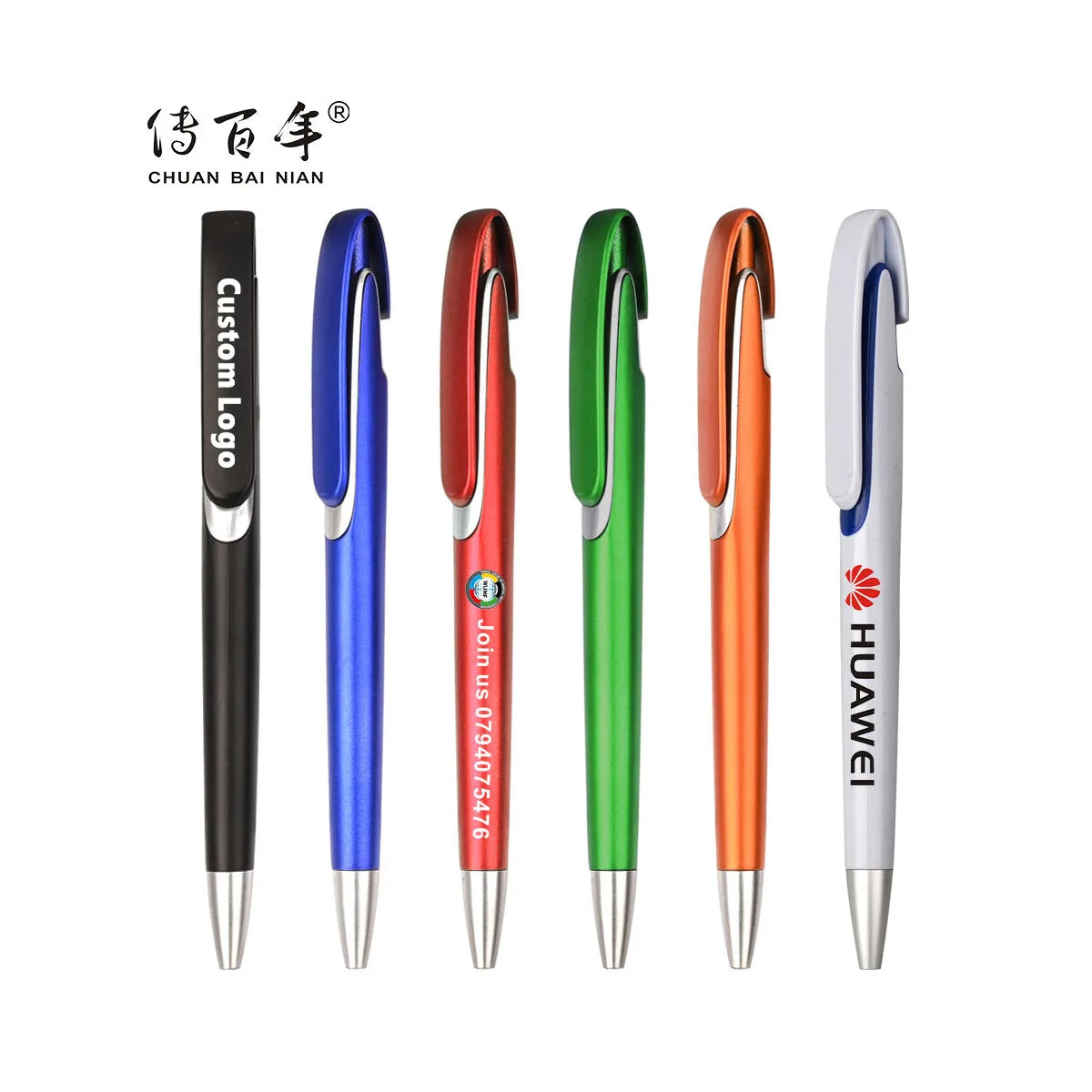 Hot Sales Cheap Promotional Gift Sports Click Plastic Ballpoint Pen with Custom Logo