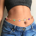 Bohemian Style Summer Beach Rainbow Rhinestone Diamond Gemstone Chakra Waist Chains