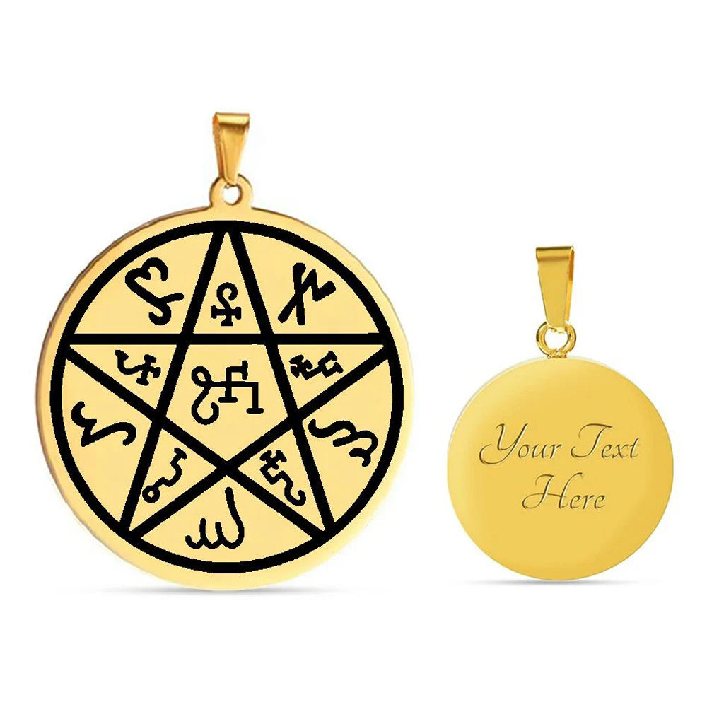 The Star of the Earth Pentacle Pentagram Witchcraft Wicca Pagan Magic Seal of Solomon Amulet Stainless Steel Pendant Necklace
