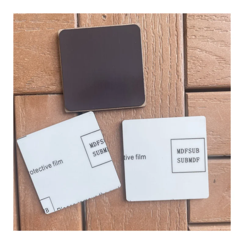 MDFSUB in Stock Customized 3 Inch square Sublimation Magnet Blanks Sublimation MDF Fridge Magnets with Protective Film