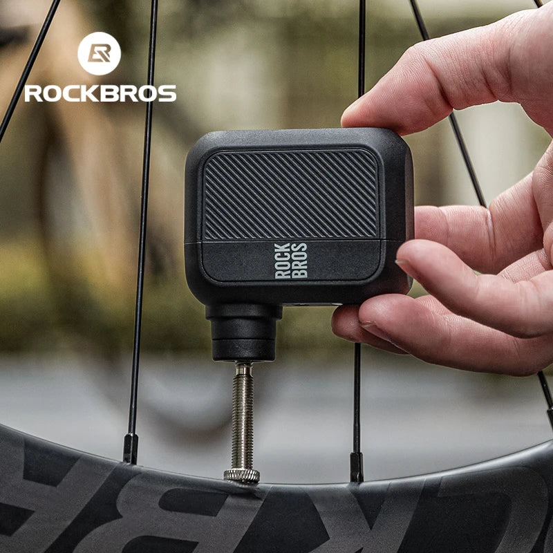 ROCKBROS Outdoor Road MTB Mini Portable One Hand Wireless Automatic Pump Bicycle Inflator Compressor Electric Bike Air Pump