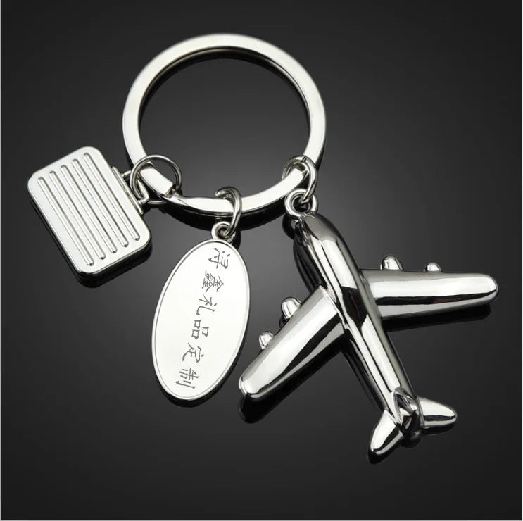 New Zinc Alloy Airplane Keychains Aircraft Key Chain Metal Plane Keyrings for Airline Gifts Custom LOGO