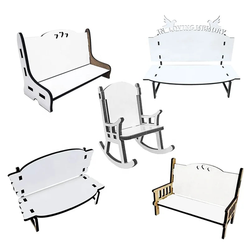 DIY Gift Customized Logo Home Desk Decoration Bench Shape Photo Frame Sublimation Blank Memorial Bench