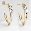Wholesale Simple 18k Pure Gold Hollow Chunky Hoop Earrings Smooth C Shape Earrings Gold Jewelry 18k Real