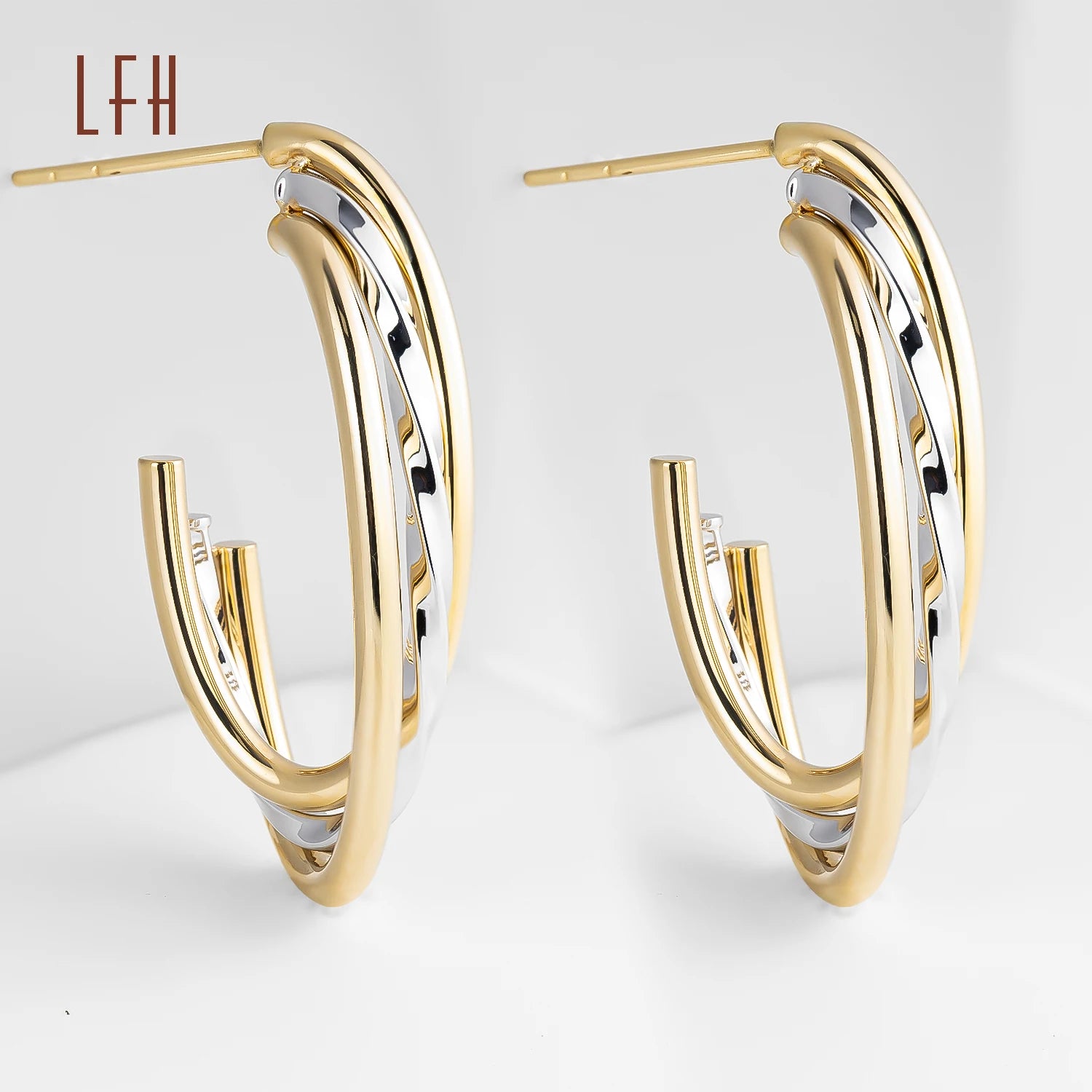 Wholesale Simple 18k Pure Gold Hollow Chunky Hoop Earrings Smooth C Shape Earrings Gold Jewelry 18k Real