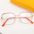 Ins Style Colors Metal Frame Spectacles Custom Myopia Lens Eyewear Oversized Blue Light Blocking Lens Eyeglasses
