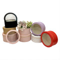 Printing Solid Color Transparent Pvc Round Window 3 Piece Set Flower Box Paper Tube Gift Box  Gift Packing Box