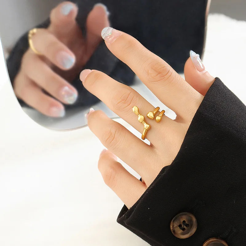Customized Unique Artistic Texture Irregular Texture Retro Style Lava Personalized Opening Rings for Girls Party