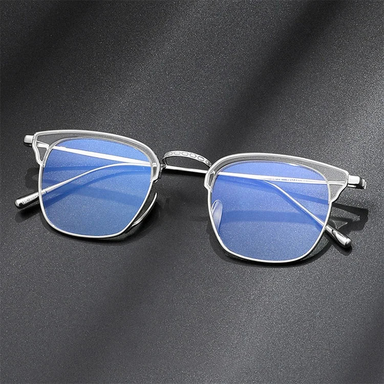Custom Men's Titanium Optical Frames Fashion Prescription Presbyopic Reading Glasses Anti-Blue Light Solid Eyeglasses Spectacles