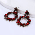 Exaggerated Crystal Gemstone Geometric Large Dangle Earrings Big Circle Crystal Rhinestone Luxury Hoop Earrings for Party