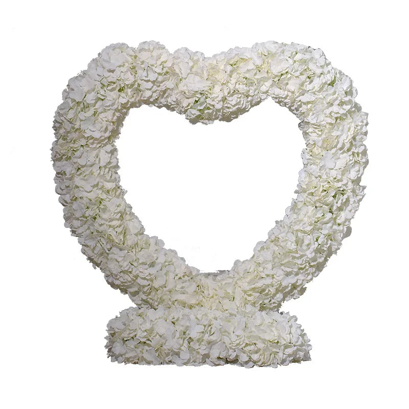 Event Planning Supplies White Artificial Flowers Centerpiece Heart Flower Shaped Wedding Arch Backdrop Stand for Church