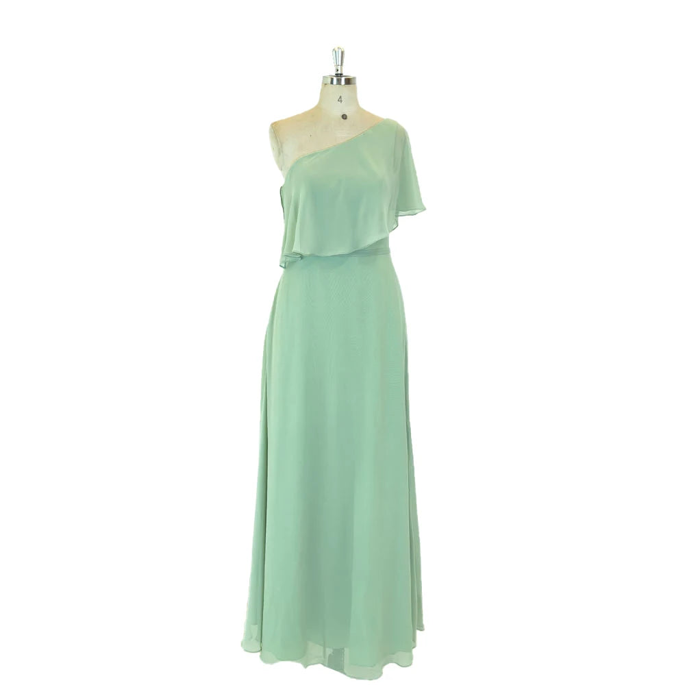 TEENYEE Asymmetric One-Shoulder Bridal Maids Dresses Matron of Honor Dress Elegant Evening Dress for Party