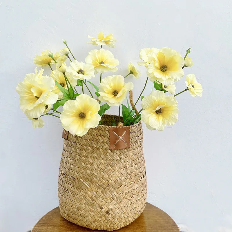 O-X669 Wholesale Real Touch Artificial Lisianthus Flower Yellow White Silk Flowers Arrangement for Home Wedding Decorations