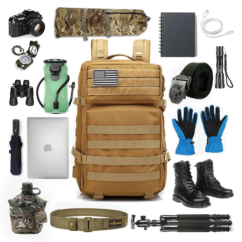 Lupu 45L Large Capacity Tactical Backpack Sport Cycling Waterproof Oxford Customized Logo OEM Light Weight Fashion Style