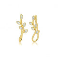 2023 Jewelry Sterling Silver 925 Jewellery Twigs Shape Green and White Zircon Stud Earrings 925 Silver Jewelry