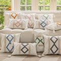 Innermor Luxury Tufted Geometric Boho Style Square Throw Pillow Case Polyester/Cotton Cushion Cover 18x18 Inch 45x45cm Home
