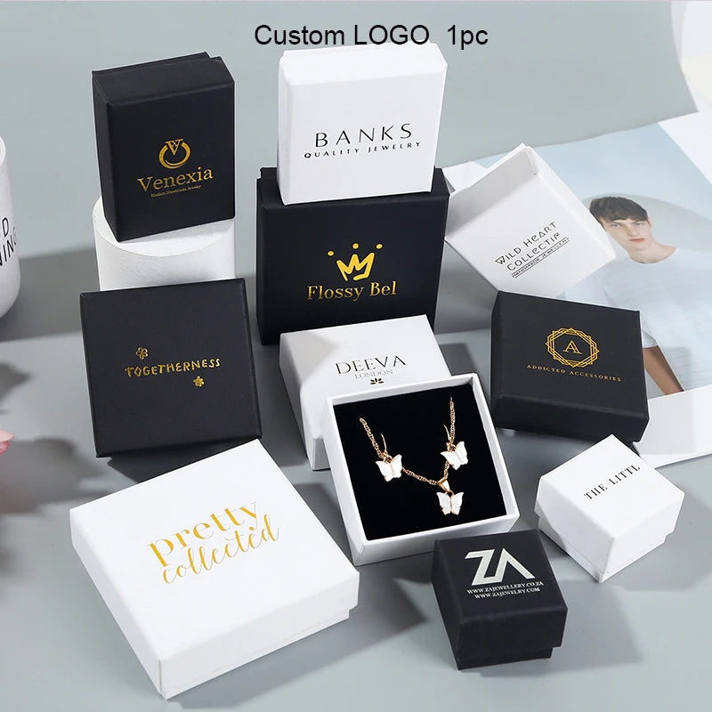 Manufacture Wholesale Custom Luxury Small Paper Black Gift Jewelry Storage Packaging Box With Logo