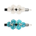 Fashion Small Flower Kid Hairpin Clear Rhinestone Cellulose Acetate Hair Accessories Double Flower Hairpin
