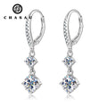 GRA D Color Sparkling Real Moissanite 925 Sterling Silver Double Side Half Hoop Cuff Piercing Drop Stud Earrings for Women