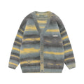 Custom Logo Mohair Sweater Jacquard Striped Pattern Knitwear Winter Furry Button up Knitted Cardigan Mohair Sweater