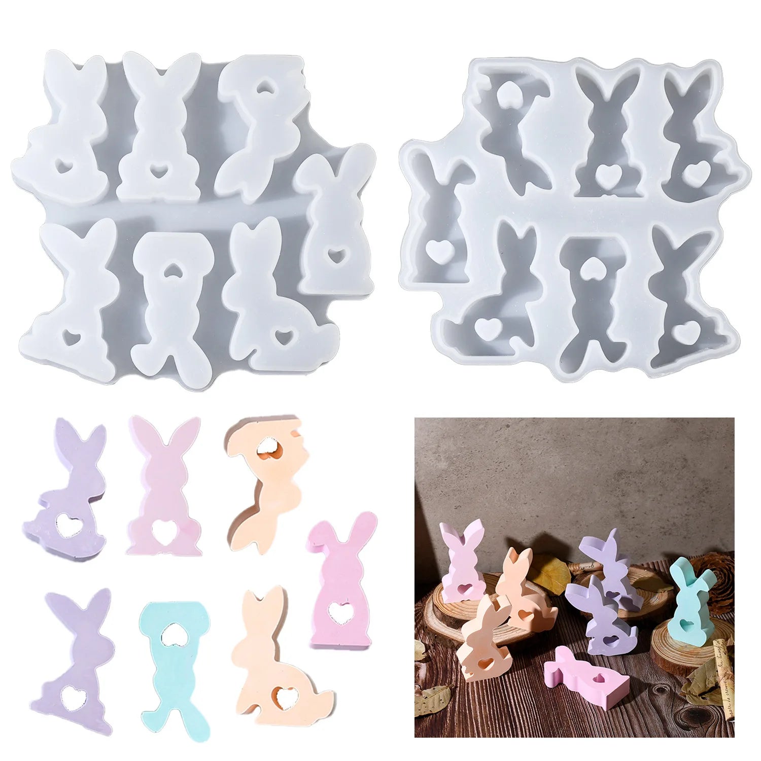 Diy Glue Mold Easter 7 Care Rabbit 2 Silicone Mold Plaster Candle Decoration