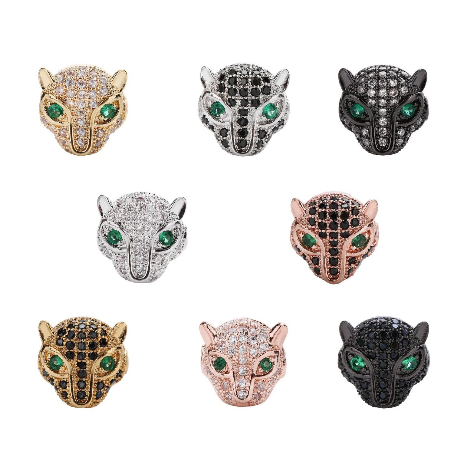 Jewelry Making Large Hole Panther Animal Head Pendant Charm Bead Leopard Print Beads Beads for Jewelry Making