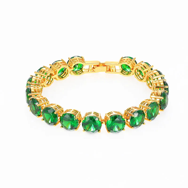 SC Europe and America Exaggerated Gold Plated Zircon Bracelet Multi Color Artificial Crystal Rhinestone Bracelet