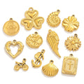 Stainless Steel Fashion Pendants Charms Heart Cross Shell Conch Flower Strike Coins Daisy Charm Pendant Earring Finding